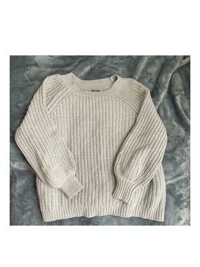 Aerie Cozy Chunky Knit Crewneck Sweater - Light Gray